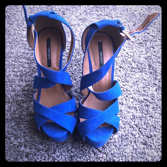 Forever 21 Shoes - Forever 21 Blue Heels! Great Condition